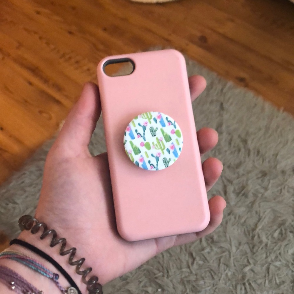 Pink Cactus iPhone 5 Case with PopSocket
